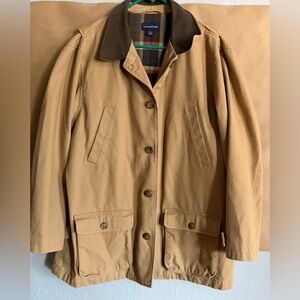 Lands' End Tan Utility Jacket with Brown Collar